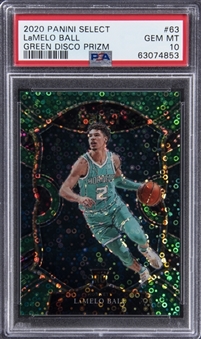 2020 Panini Select "Green Disco Prizm" #63 LaMelo Ball Rookie Card (#3/5) - PSA GEM MT 10 Population 1 of 1!